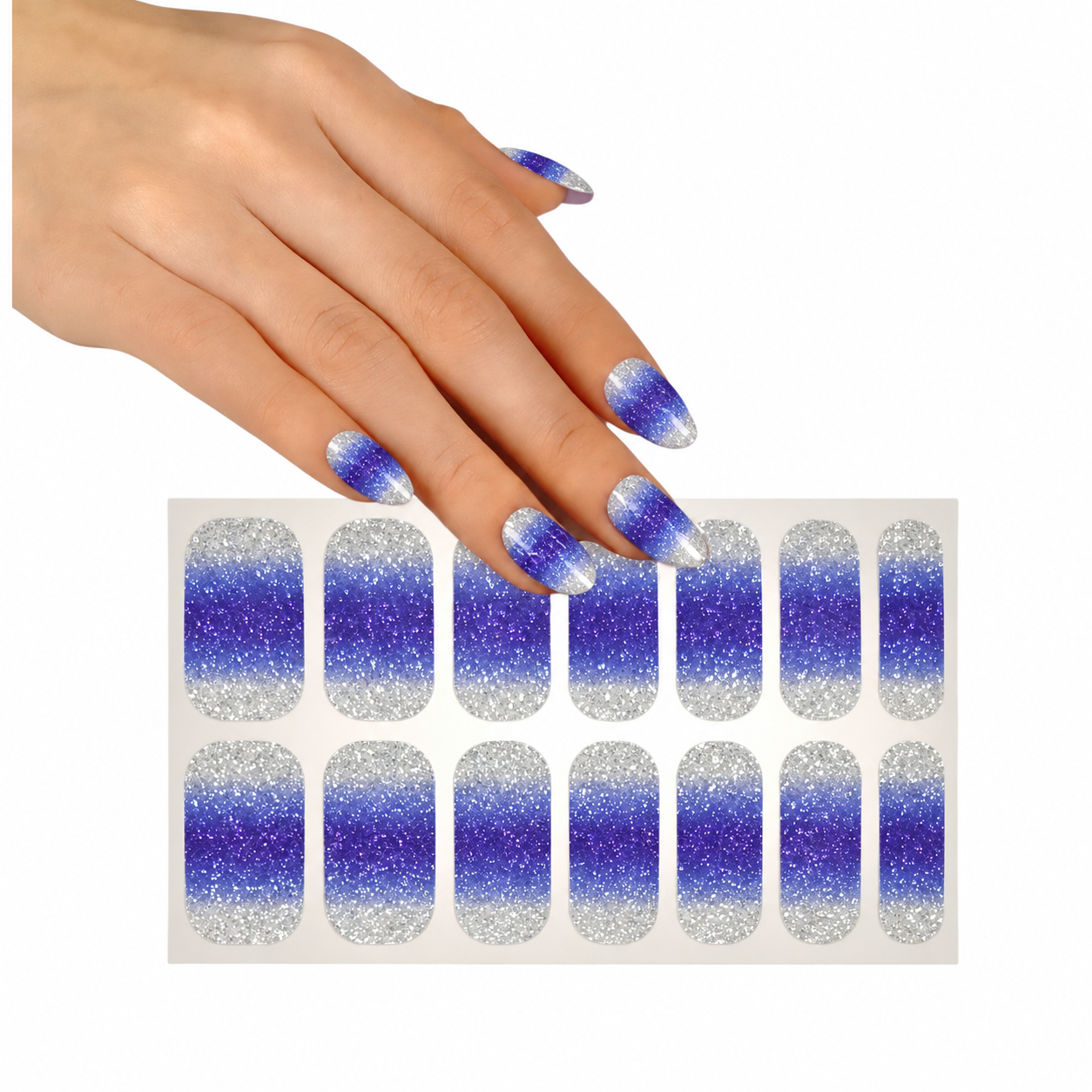 Blue and silver gradient | Nail Wraps | Nail Stickers | Nail Strips | Gel Nails | Nail Polish Wraps - Nailfordable