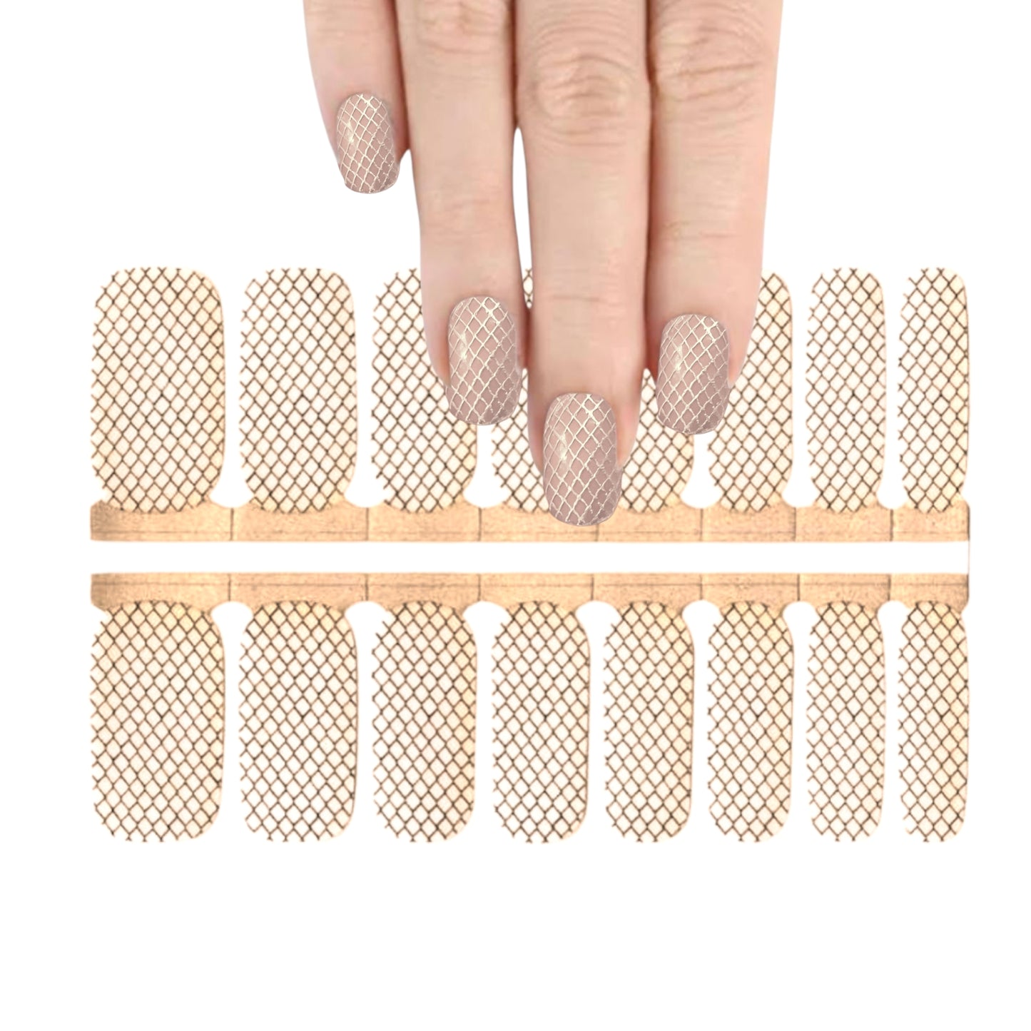 Gold net Overlay | Nail Wraps | Nail Stickers | Nail Strips | Gel Nails | Nail Polish Wraps - Nailfordable