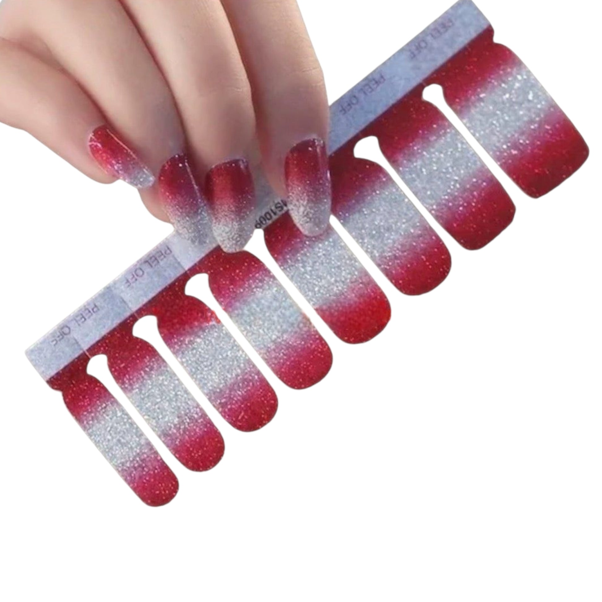 Red to silver gradient | Nail Wraps | Nail Stickers | Nail Strips | Gel Nails | Nail Polish Wraps - Nailfordable