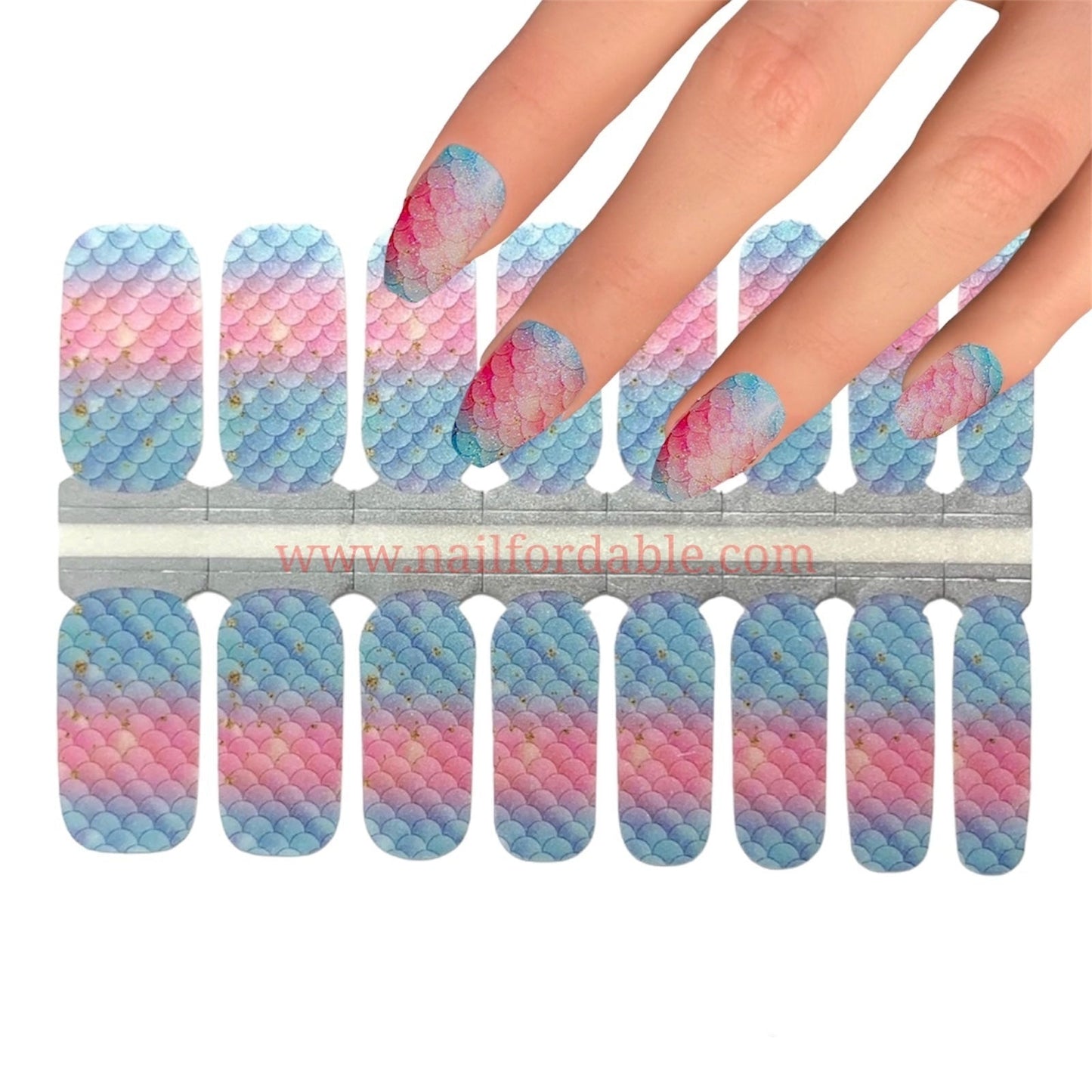 Mermaid Ombre | Nail Wraps | Nail Stickers | Nail Strips | Gel Nails | Nail Polish Wraps - Nailfordable