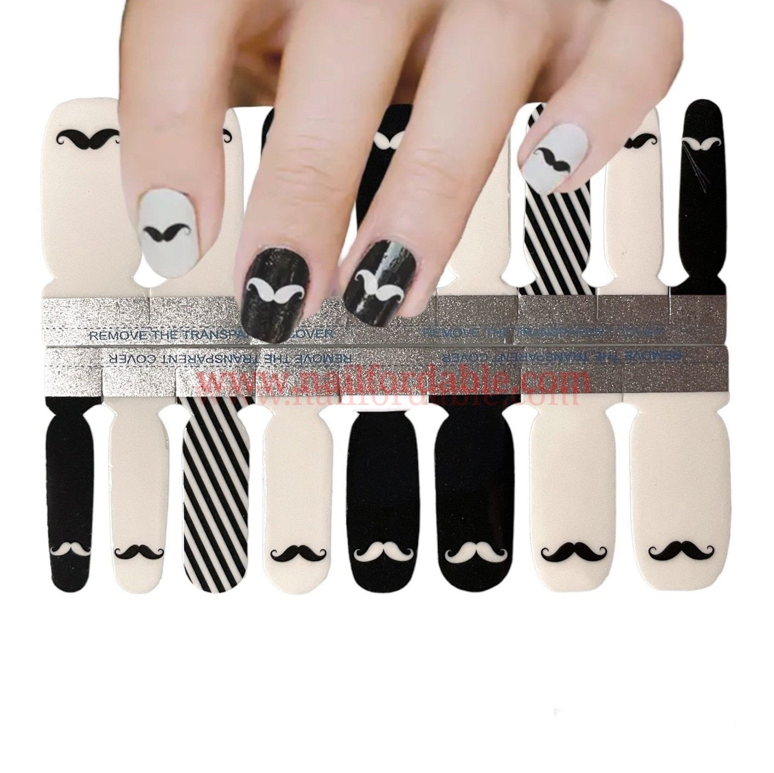 Mustache Nail Wraps | Semi Cured Gel Wraps | Gel Nail Wraps |Nail Polish | Nail Stickers