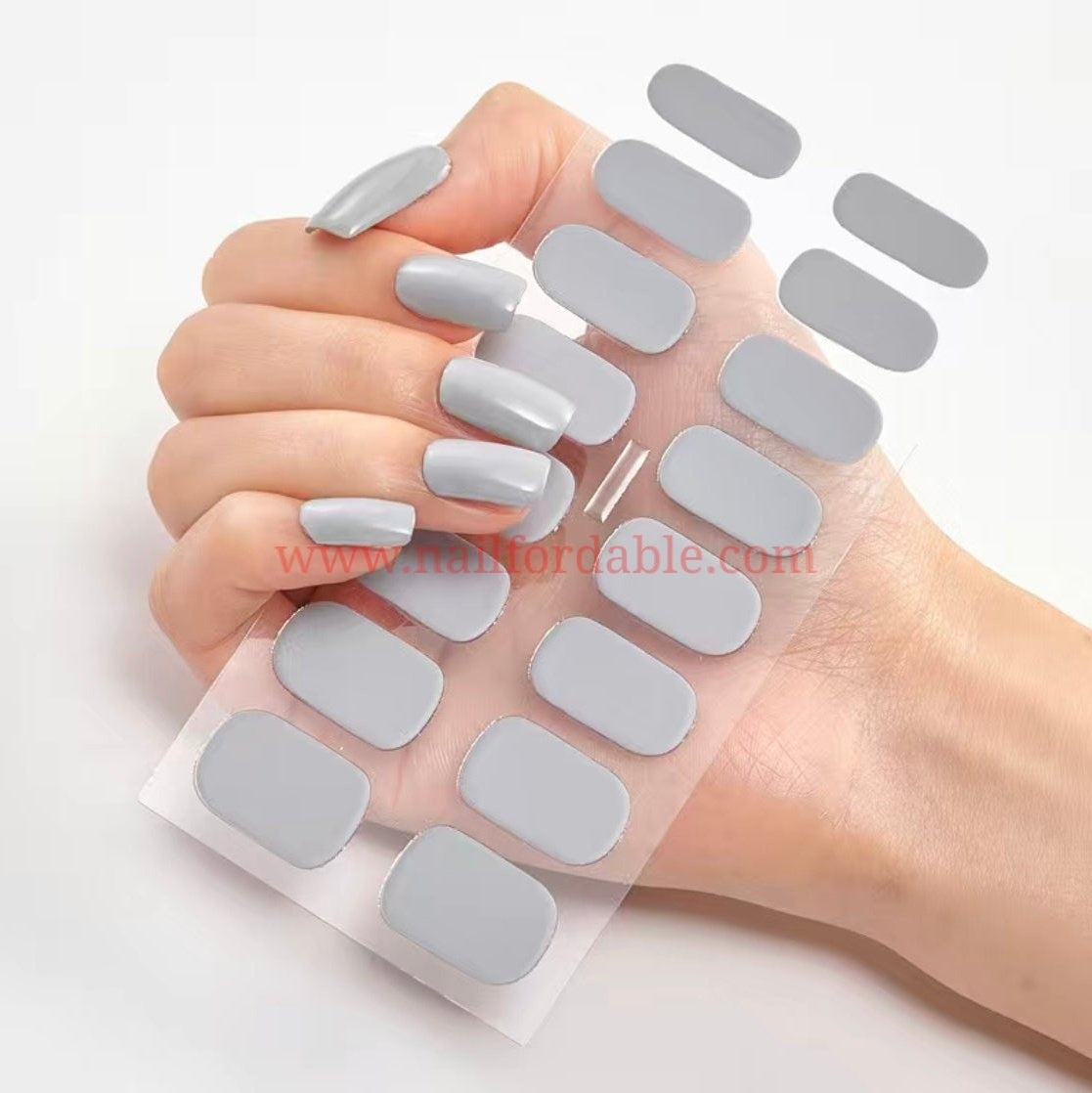 Light gray solid | Nail Wraps | Nail Stickers | Nail Strips | Gel Nails | Nail Polish Wraps - Nailfordable