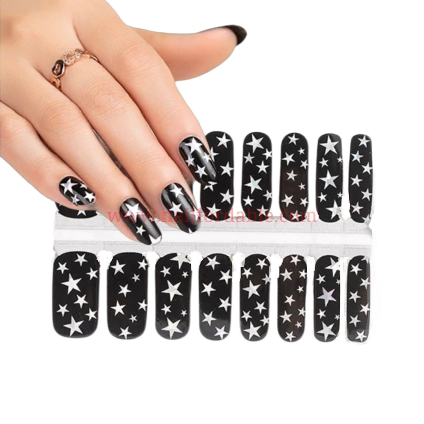 Silver stars Nail Wraps | Semi Cured Gel Wraps | Gel Nail Wraps |Nail Polish | Nail Stickers