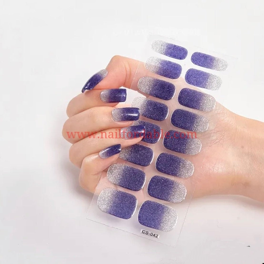 Dark Blue and Silver gradient | Nail Wraps | Nail Stickers | Nail Strips | Gel Nails | Nail Polish Wraps - Nailfordable