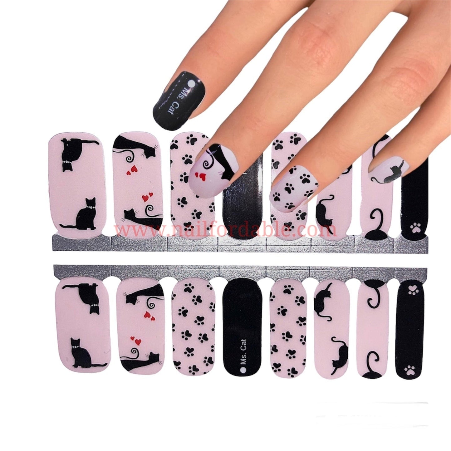Miss Cat Nail Wraps | Semi Cured Gel Wraps | Gel Nail Wraps |Nail Polish | Nail Stickers