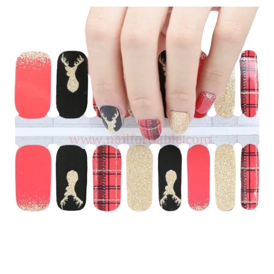 Gold Deer | Nail Wraps | Nail Stickers | Nail Strips | Gel Nails | Nail Polish Wraps - Nailfordable