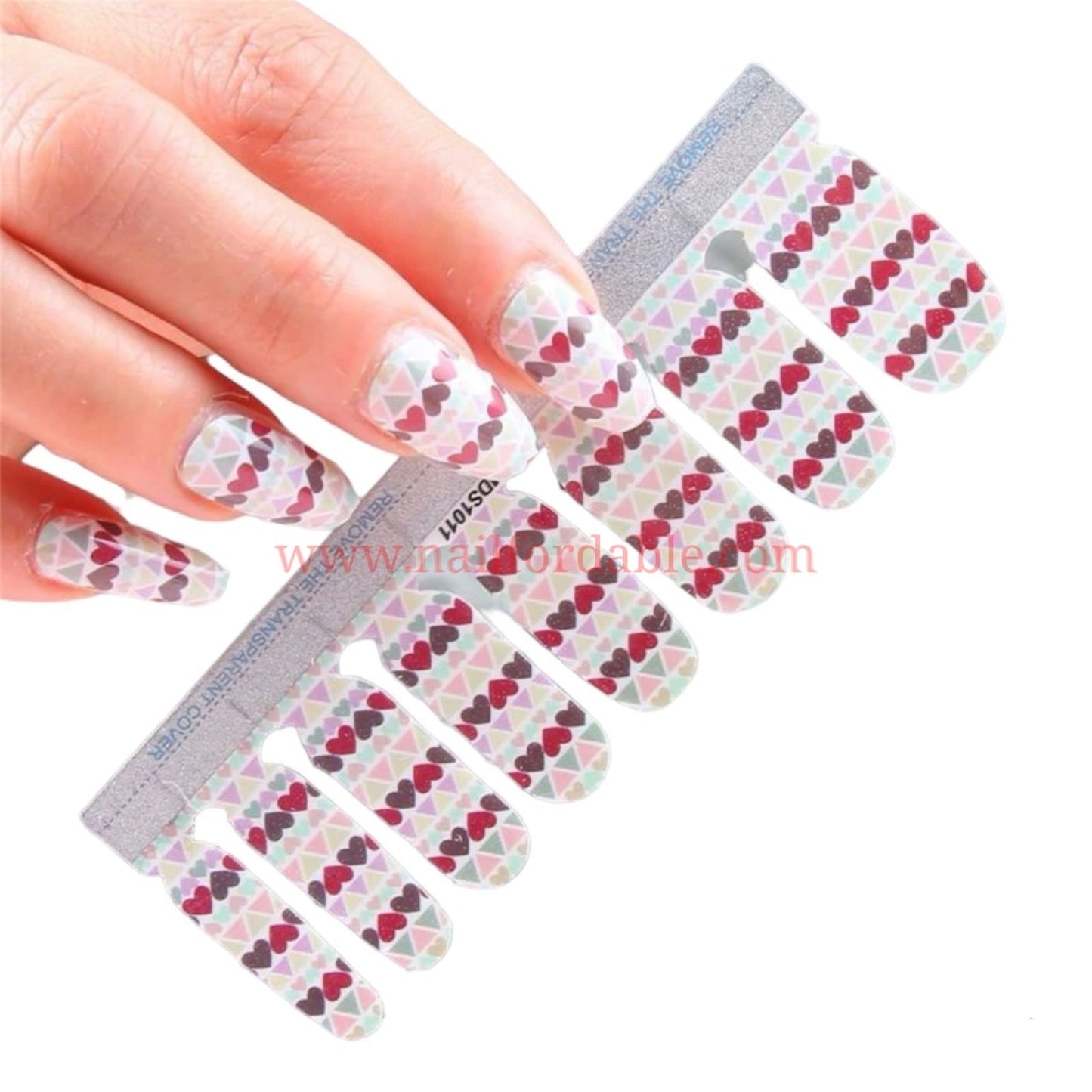 Hearts and triangles | Nail Wraps | Nail Stickers | Nail Strips | Gel Nails | Nail Polish Wraps - Nailfordable