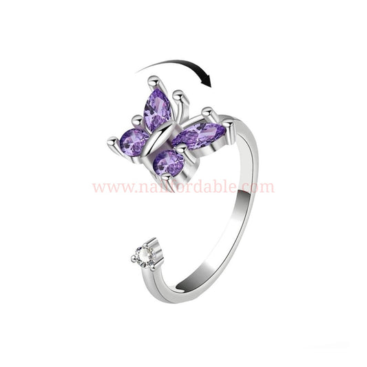 Purple Butterfly- Spinner ring Nail Wraps | Semi Cured Gel Wraps | Gel Nail Wraps |Nail Polish | Nail Stickers