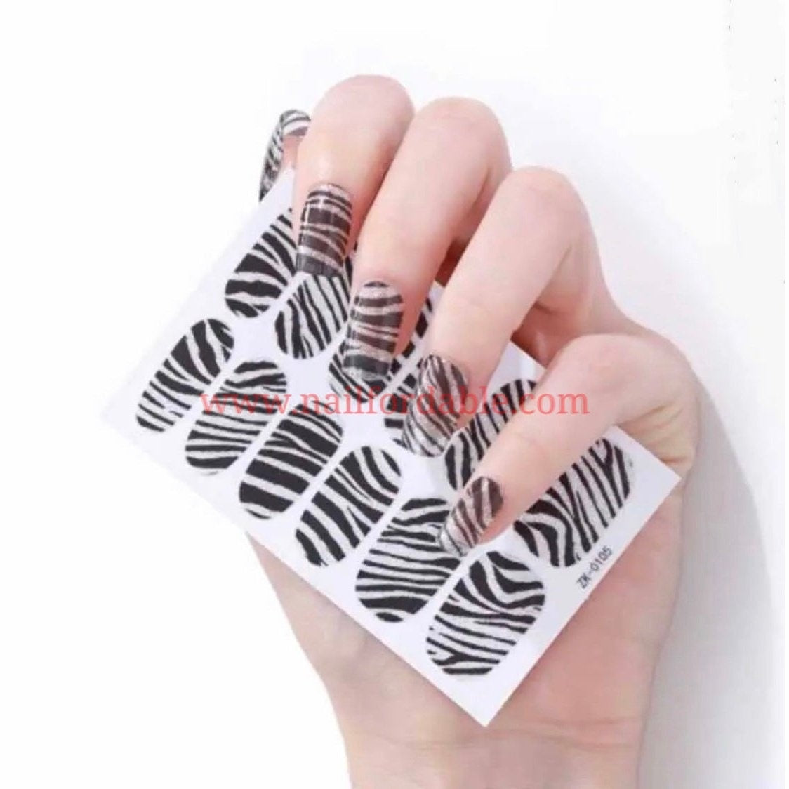 Silver Zebra | Nail Wraps | Nail Stickers | Nail Strips | Gel Nails | Nail Polish Wraps - Nailfordable