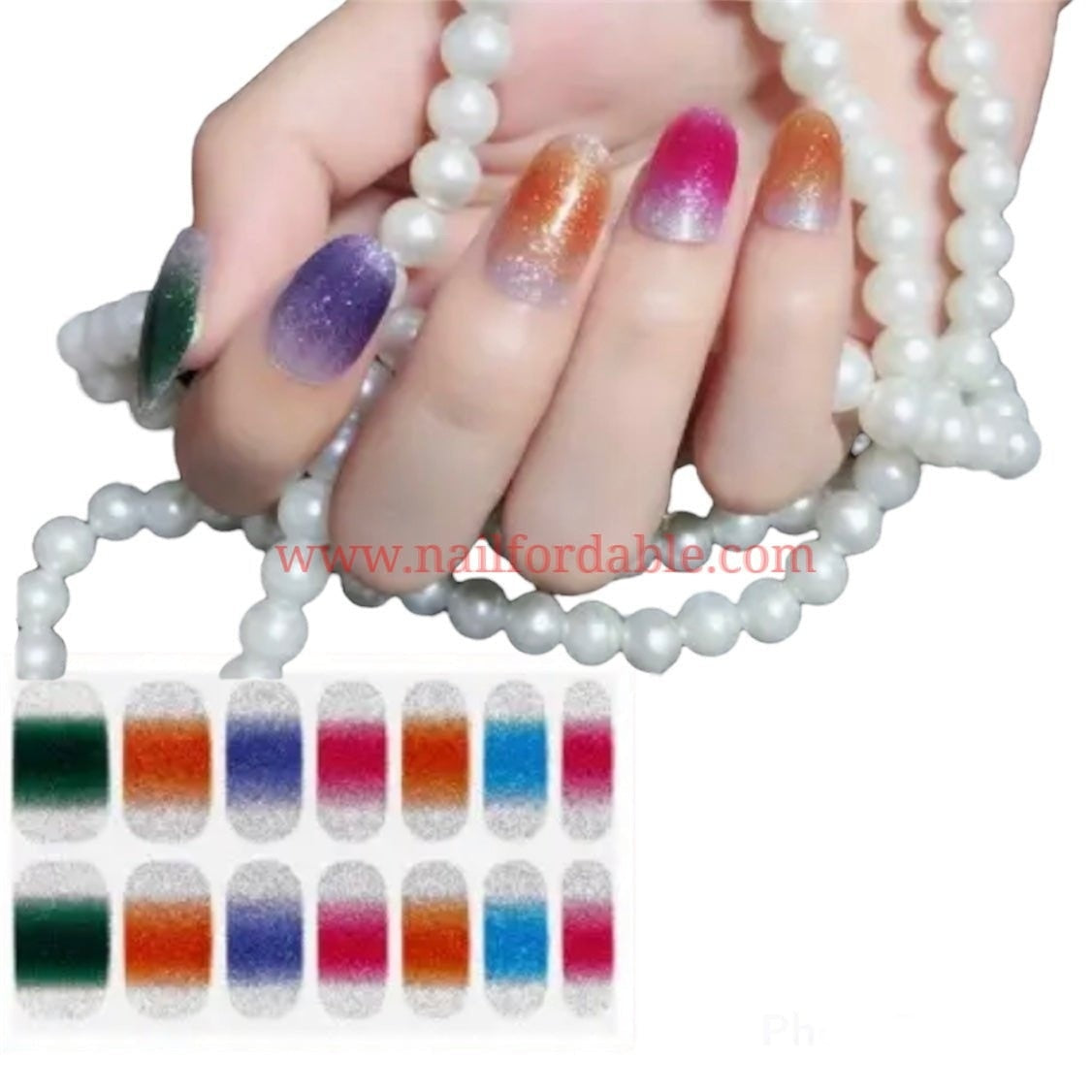 Multicolor gradient | Nail Wraps | Nail Stickers | Nail Strips | Gel Nails | Nail Polish Wraps - Nailfordable