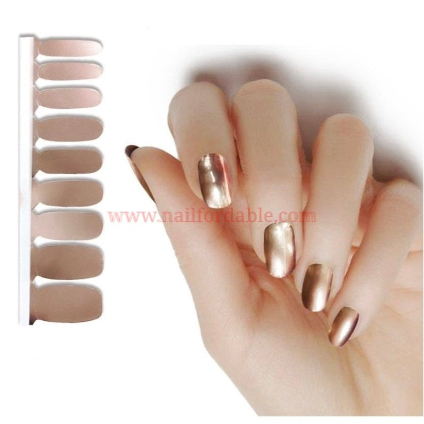 Copper metal (Chrome) Nail Wraps Nail Stickers Nail Strips Gel