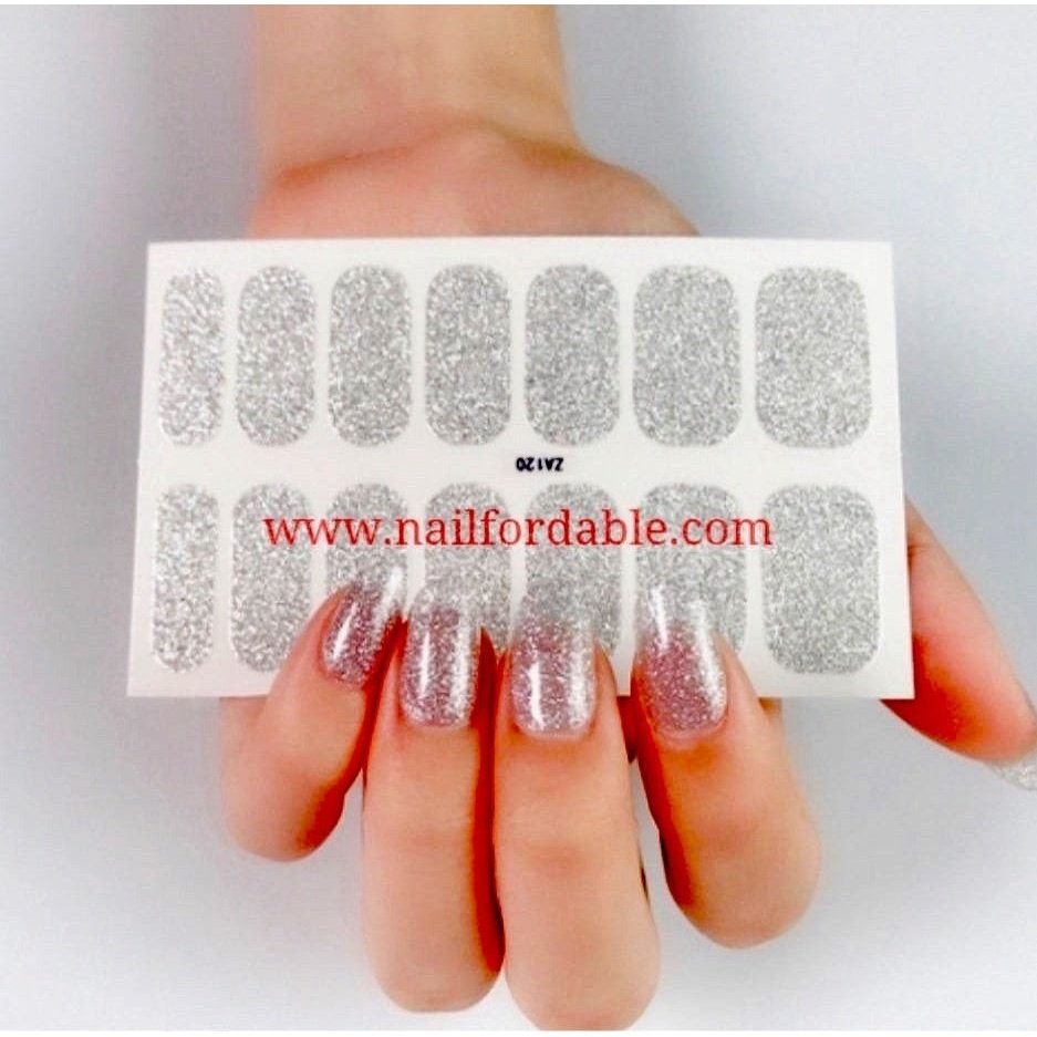 Silver glitter | Nail Wraps | Nail Stickers | Nail Strips | Gel Nails | Nail Polish Wraps - Nailfordable