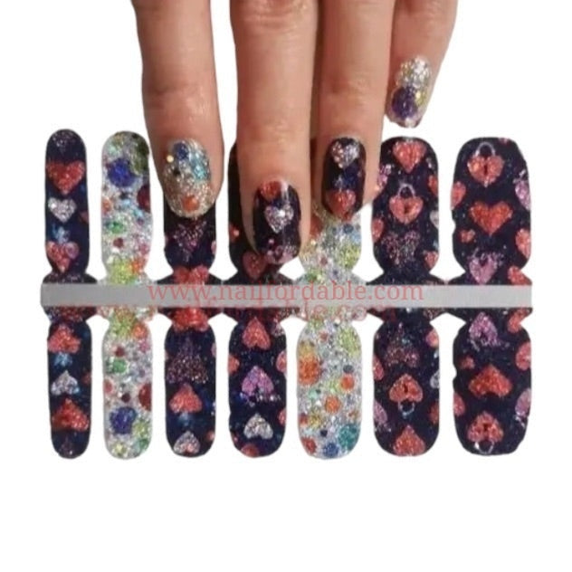 Locked hearts | Nail Wraps | Nail Stickers | Nail Strips | Gel Nails | Nail Polish Wraps - Nailfordable
