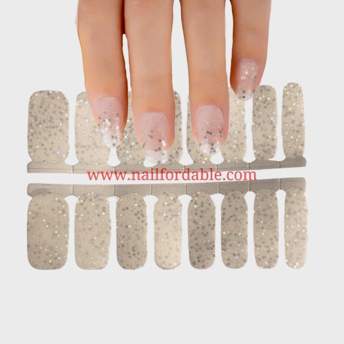 Silver Sparkles overlay Nail Wraps | Semi Cured Gel Wraps | Gel Nail Wraps |Nail Polish | Nail Stickers