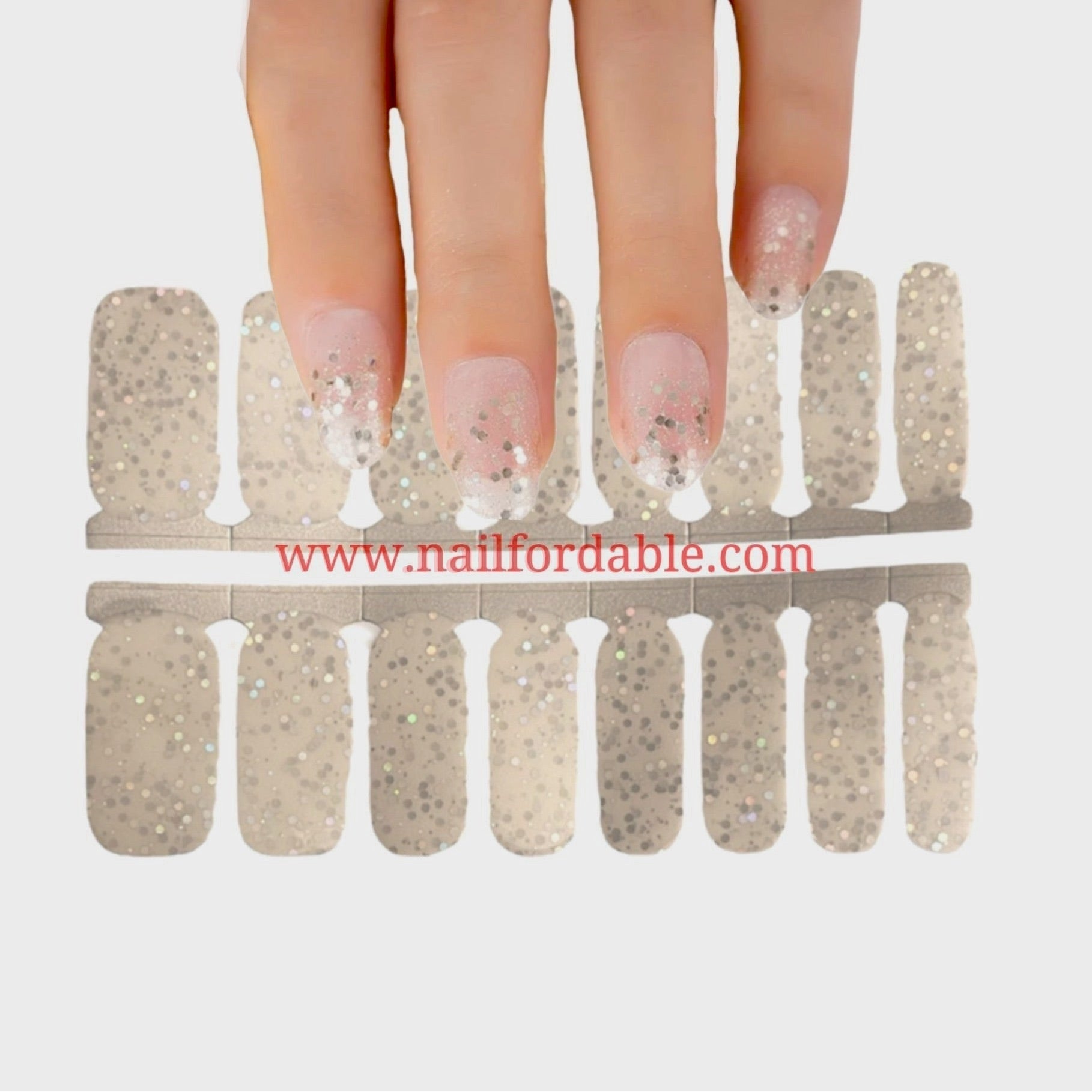 Silver Sparkles overlay Nail Wraps | Semi Cured Gel Wraps | Gel Nail Wraps |Nail Polish | Nail Stickers