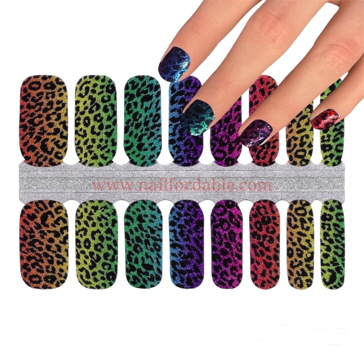 Leopard of colors glitter Nail Wraps | Semi Cured Gel Wraps | Gel Nail Wraps |Nail Polish | Nail Stickers