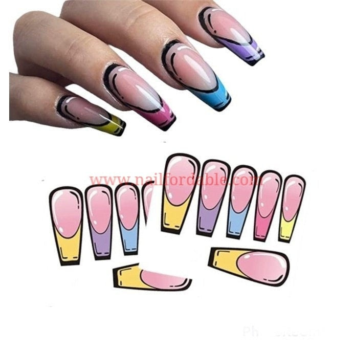 Color tips water decal | Nail Wraps | Nail Stickers | Nail Strips | Gel Nails | Nail Polish Wraps - Nailfordable