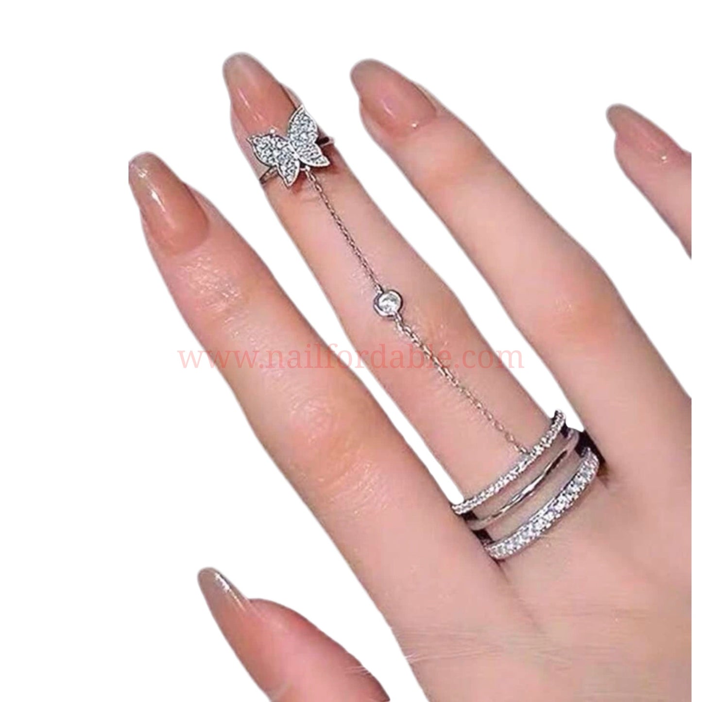 Butterfly chain- Adjustable ring Nail Wraps | Semi Cured Gel Wraps | Gel Nail Wraps |Nail Polish | Nail Stickers