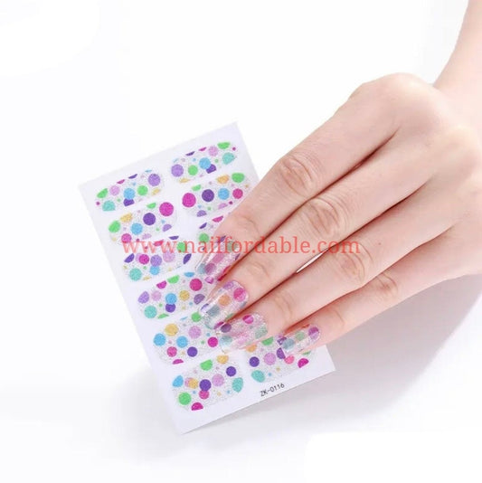Circles of colors Nail Wraps | Semi Cured Gel Wraps | Gel Nail Wraps |Nail Polish | Nail Stickers
