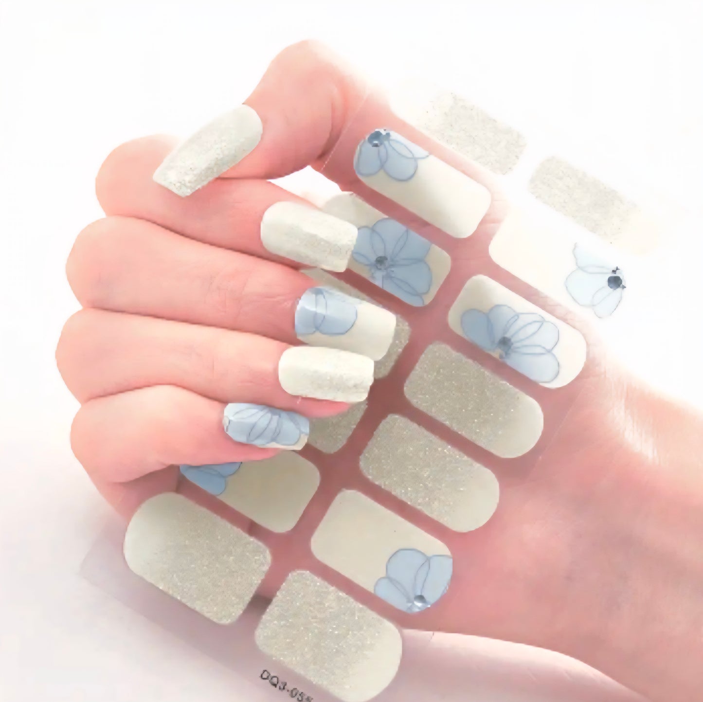 Blue Flowers | Nail Wraps | Nail Stickers | Nail Strips | Gel Nails | Nail Polish Wraps - Nailfordable