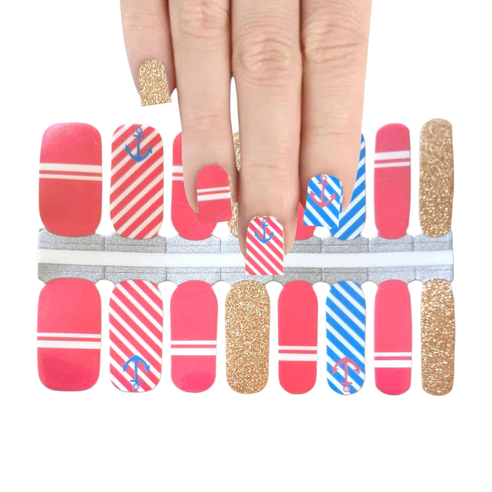 Navy anchor | Nail Wraps | Nail Stickers | Nail Strips | Gel Nails | Nail Polish Wraps - Nailfordable