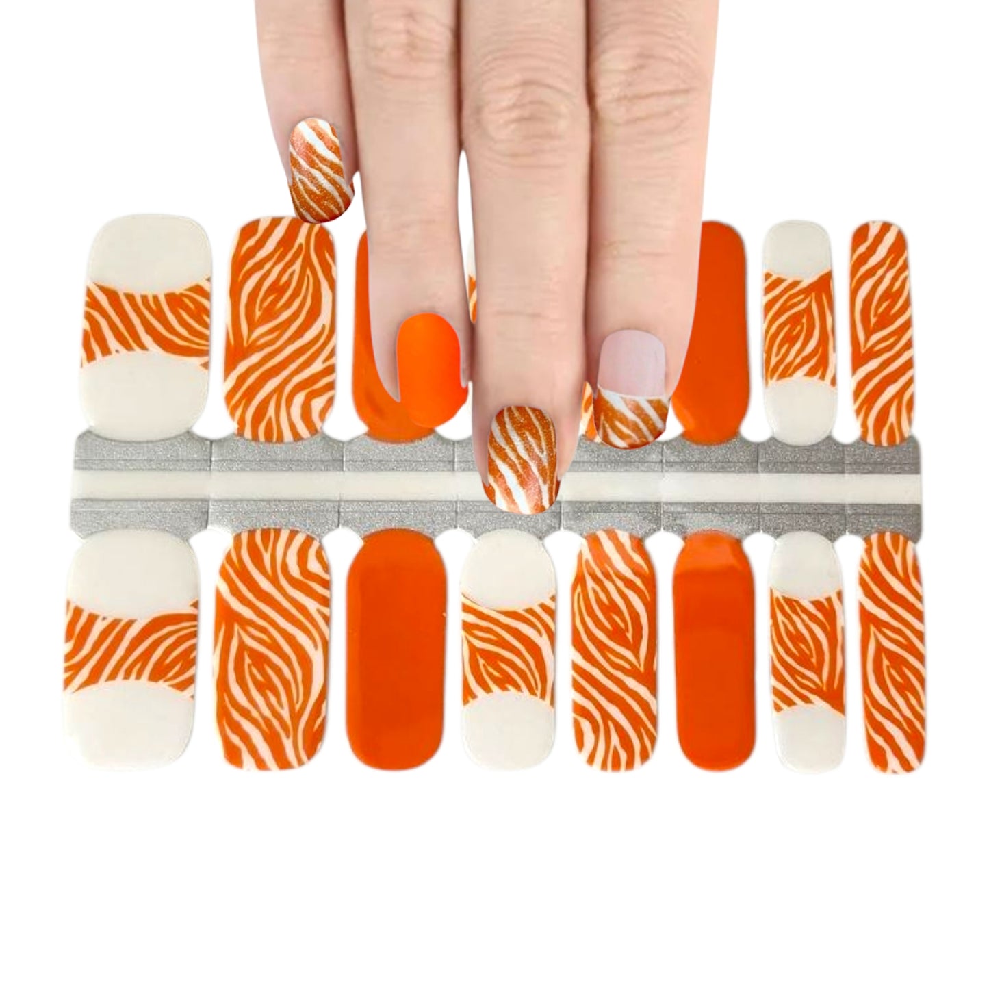 Orange Zebra - French tips | Nail Wraps | Nail Stickers | Nail Strips | Gel Nails | Nail Polish Wraps - Nailfordable