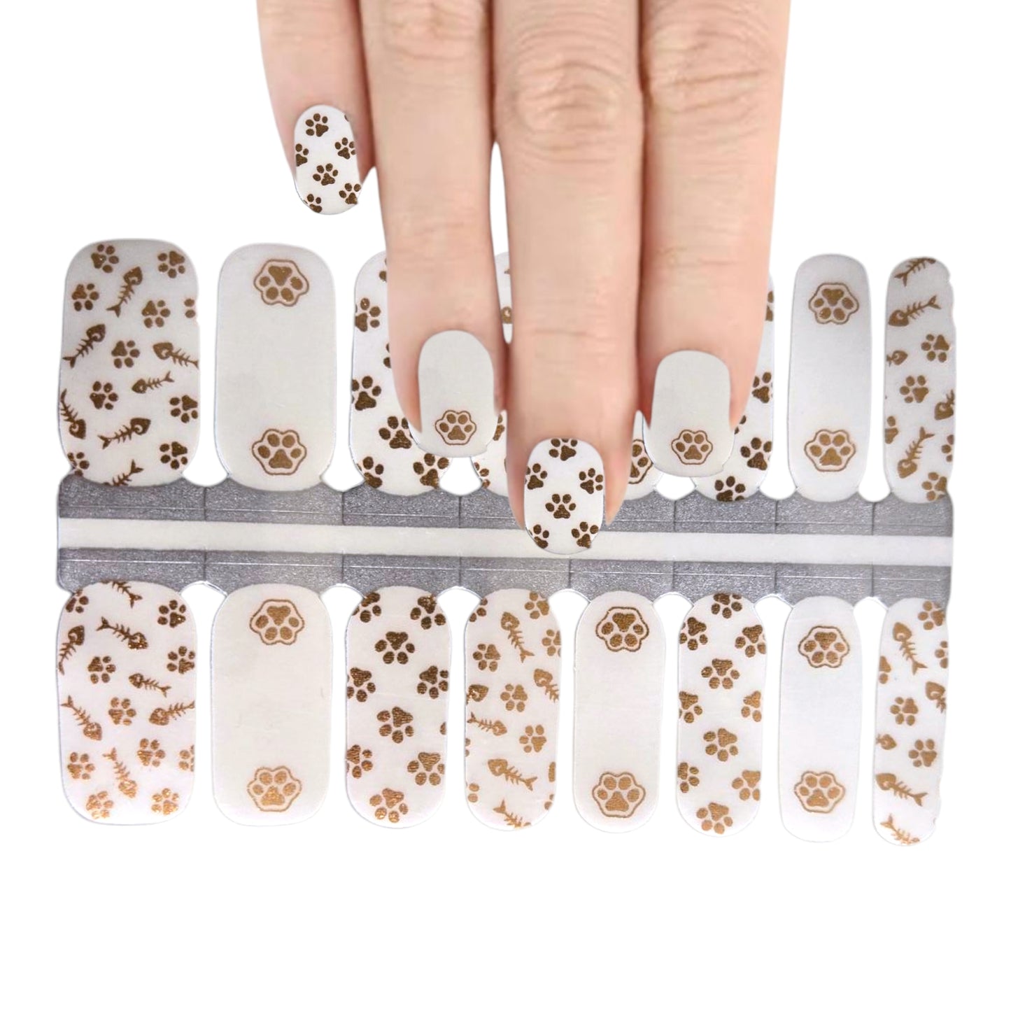 Gold paw prints transparent overlay | Nail Wraps | Nail Stickers | Nail Strips | Gel Nails | Nail Polish Wraps - Nailfordable