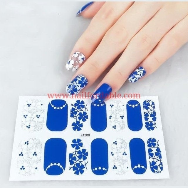 Blue garden | Nail Wraps | Nail Stickers | Nail Strips | Gel Nails | Nail Polish Wraps - Nailfordable