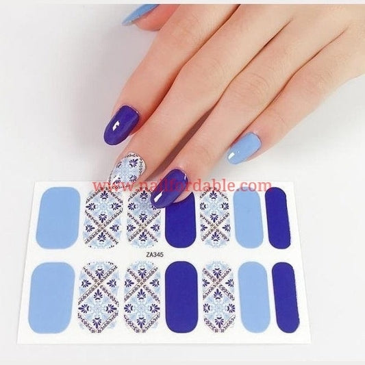 Blue tile Nail Wraps | Semi Cured Gel Wraps | Gel Nail Wraps |Nail Polish | Nail Stickers