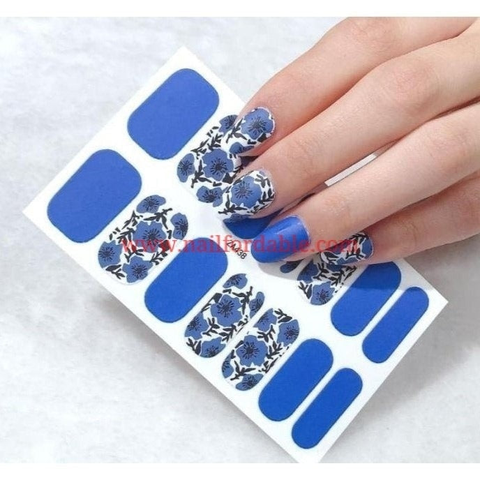 Blue garden | Nail Wraps | Nail Stickers | Nail Strips | Gel Nails | Nail Polish Wraps - Nailfordable