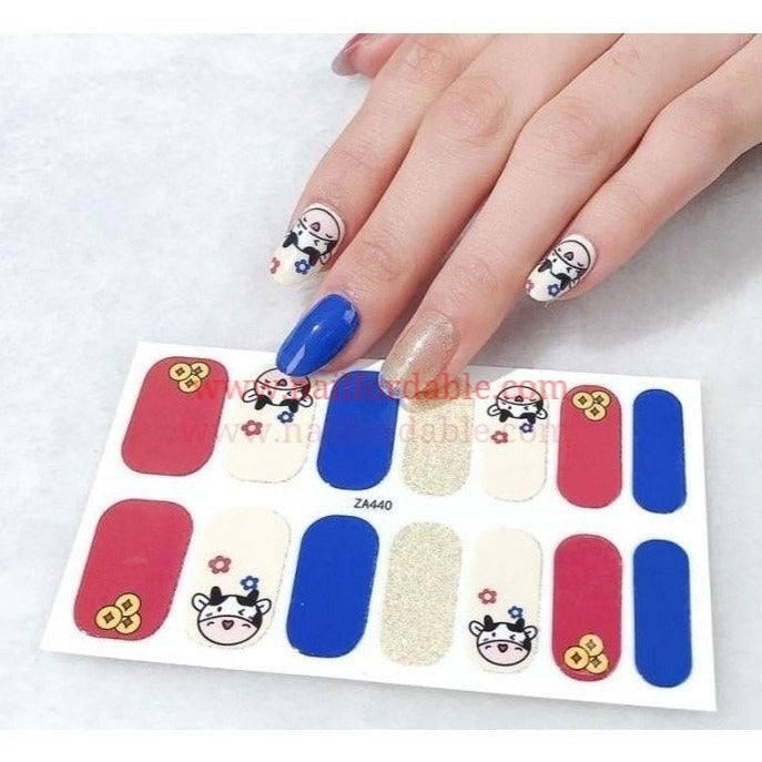 Cow's happines Nail Wraps | Semi Cured Gel Wraps | Gel Nail Wraps |Nail Polish | Nail Stickers