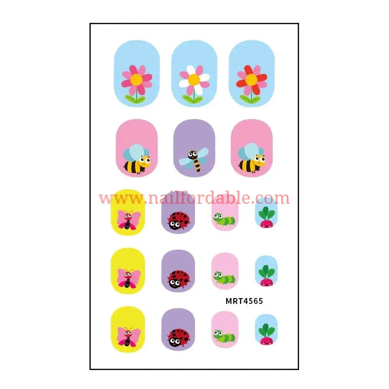 Bees and flowers | Nail Wraps | Nail Stickers | Nail Strips | Gel Nails | Nail Polish Wraps - Nailfordable