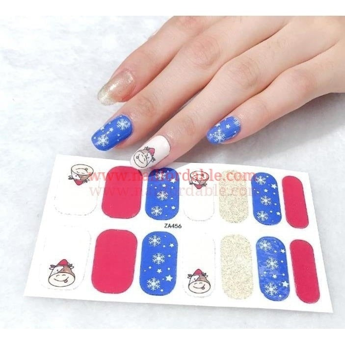 Festive cow | Nail Wraps | Nail Stickers | Nail Strips | Gel Nails | Nail Polish Wraps - Nailfordable