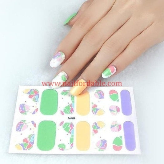 Colorful leaves Nail Wraps | Semi Cured Gel Wraps | Gel Nail Wraps |Nail Polish | Nail Stickers