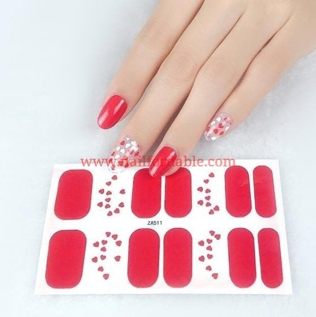 Love hearts partial overlay | Nail Wraps | Nail Stickers | Nail Strips | Gel Nails | Nail Polish Wraps - Nailfordable