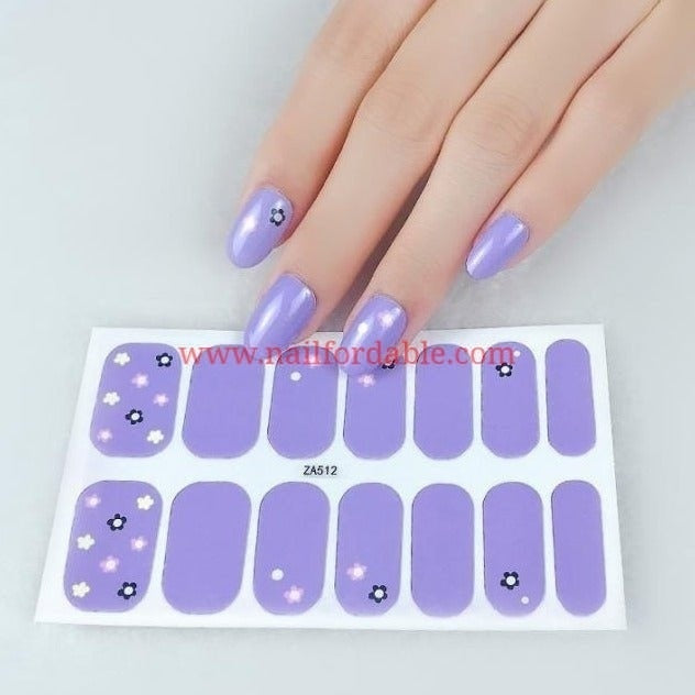 Flowers on Lilac | Nail Wraps | Nail Stickers | Nail Strips | Gel Nails | Nail Polish Wraps - Nailfordable