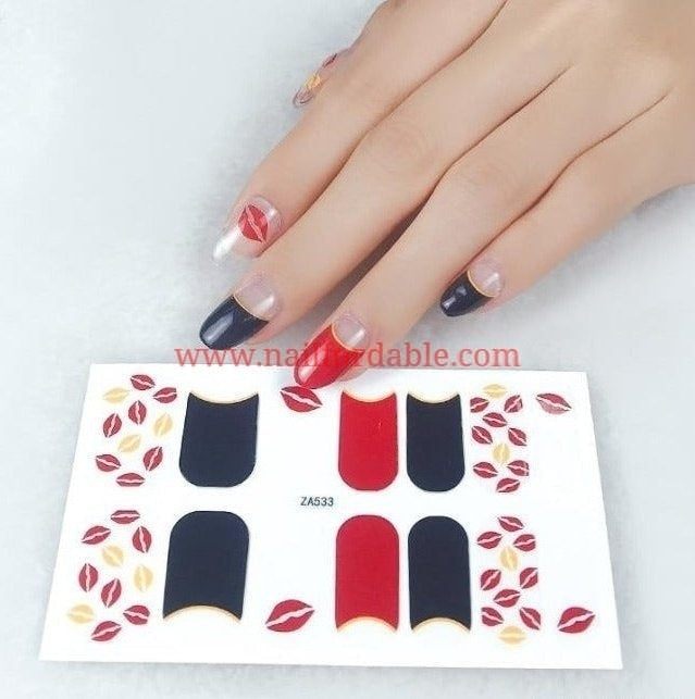 Kisses -french tips | Nail Wraps | Nail Stickers | Nail Strips | Gel Nails | Nail Polish Wraps - Nailfordable