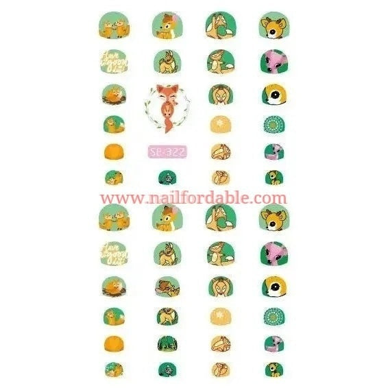Fox & Bambi Nail Stickers | Nail Wraps | Nail Stickers | Nail Strips | Gel Nails | Nail Polish Wraps - Nailfordable