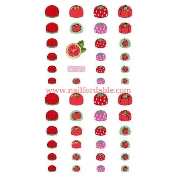 Fruits and Veggies Nail Stickers | Nail Wraps | Nail Stickers | Nail Strips | Gel Nails | Nail Polish Wraps - Nailfordable