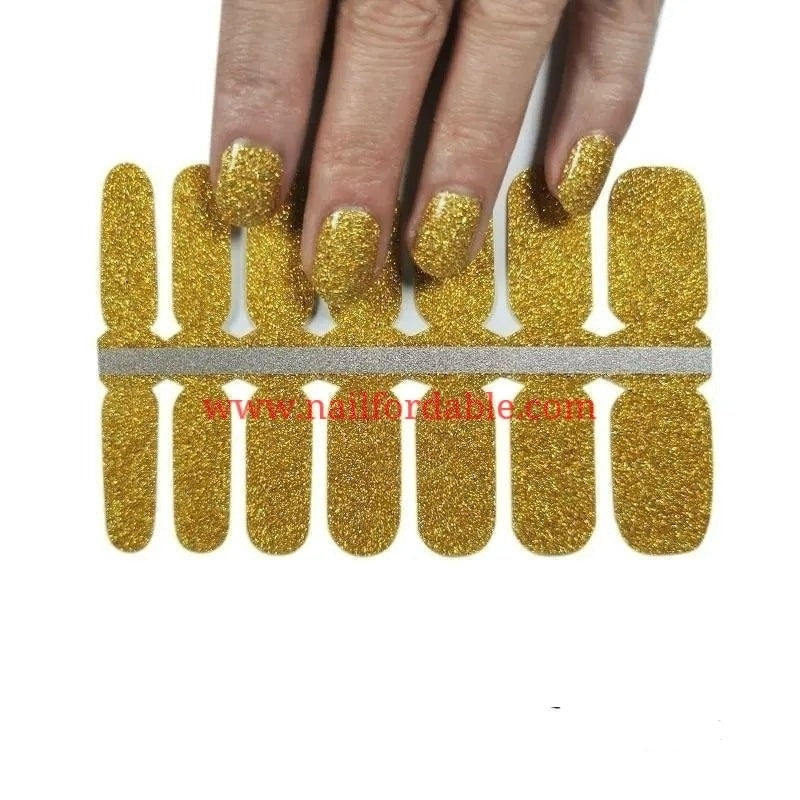 Golden Glitter | Nail Wraps | Nail Stickers | Nail Strips | Gel Nails | Nail Polish Wraps - Nailfordable