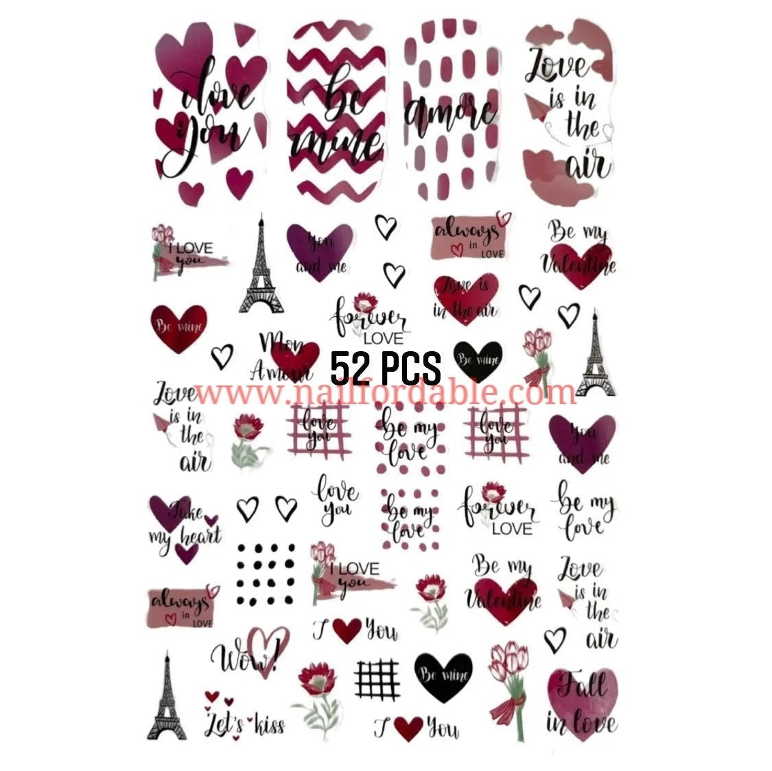 Love - Nail Stickers | Nail Wraps | Nail Stickers | Nail Strips | Gel Nails | Nail Polish Wraps - Nailfordable