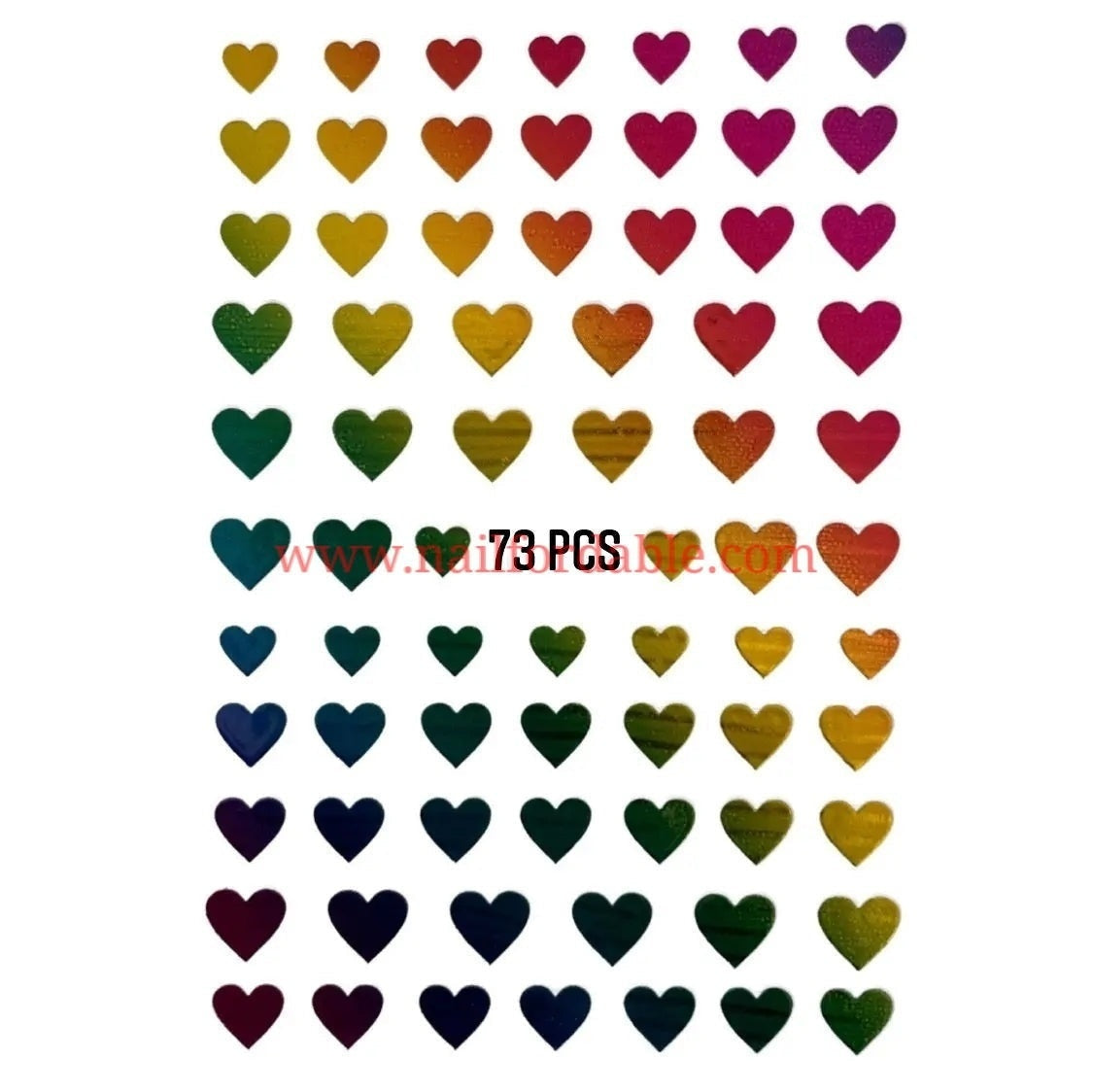 Metallic hearts- Nail Stickers | Nail Wraps | Nail Stickers | Nail Strips | Gel Nails | Nail Polish Wraps - Nailfordable