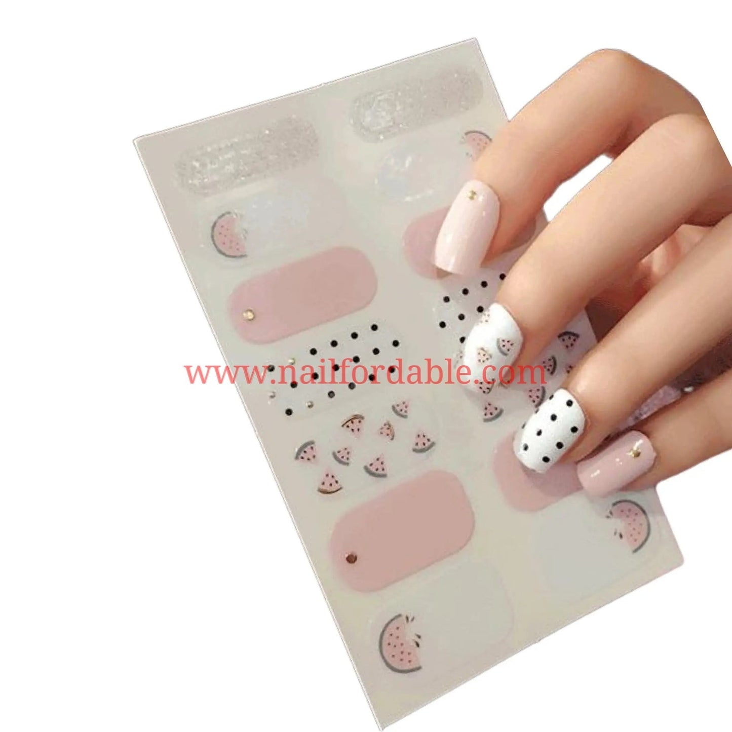 Pink Watermelon | Nail Wraps | Nail Stickers | Nail Strips | Gel Nails | Nail Polish Wraps - Nailfordable
