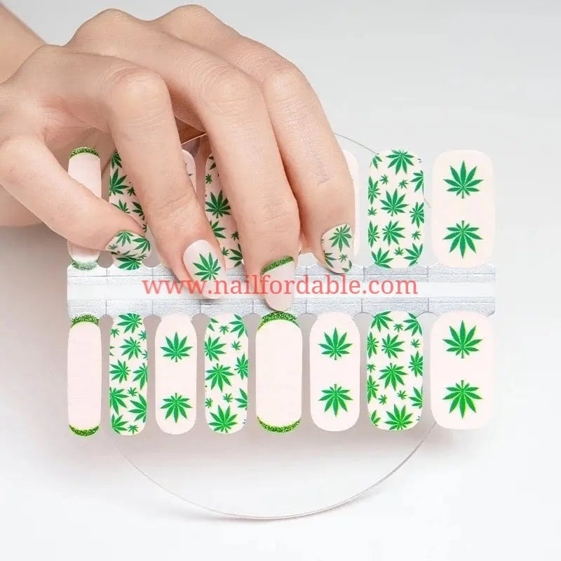 Pot leaves | Nail Wraps | Nail Stickers | Nail Strips | Gel Nails | Nail Polish Wraps - Nailfordable