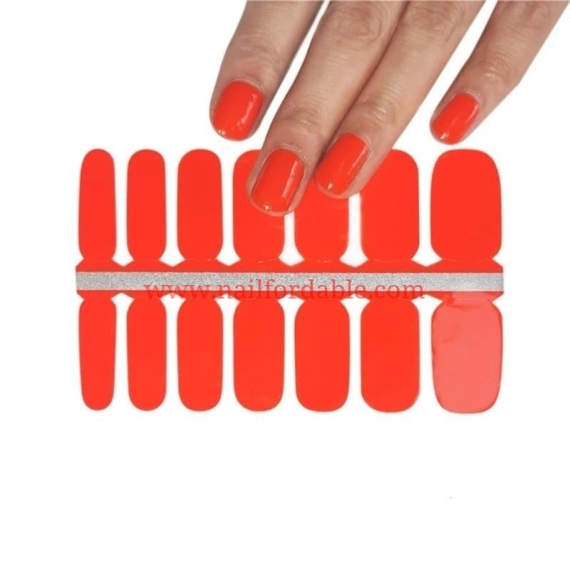 Red-Orange | Nail Wraps | Nail Stickers | Nail Strips | Gel Nails | Nail Polish Wraps - Nailfordable