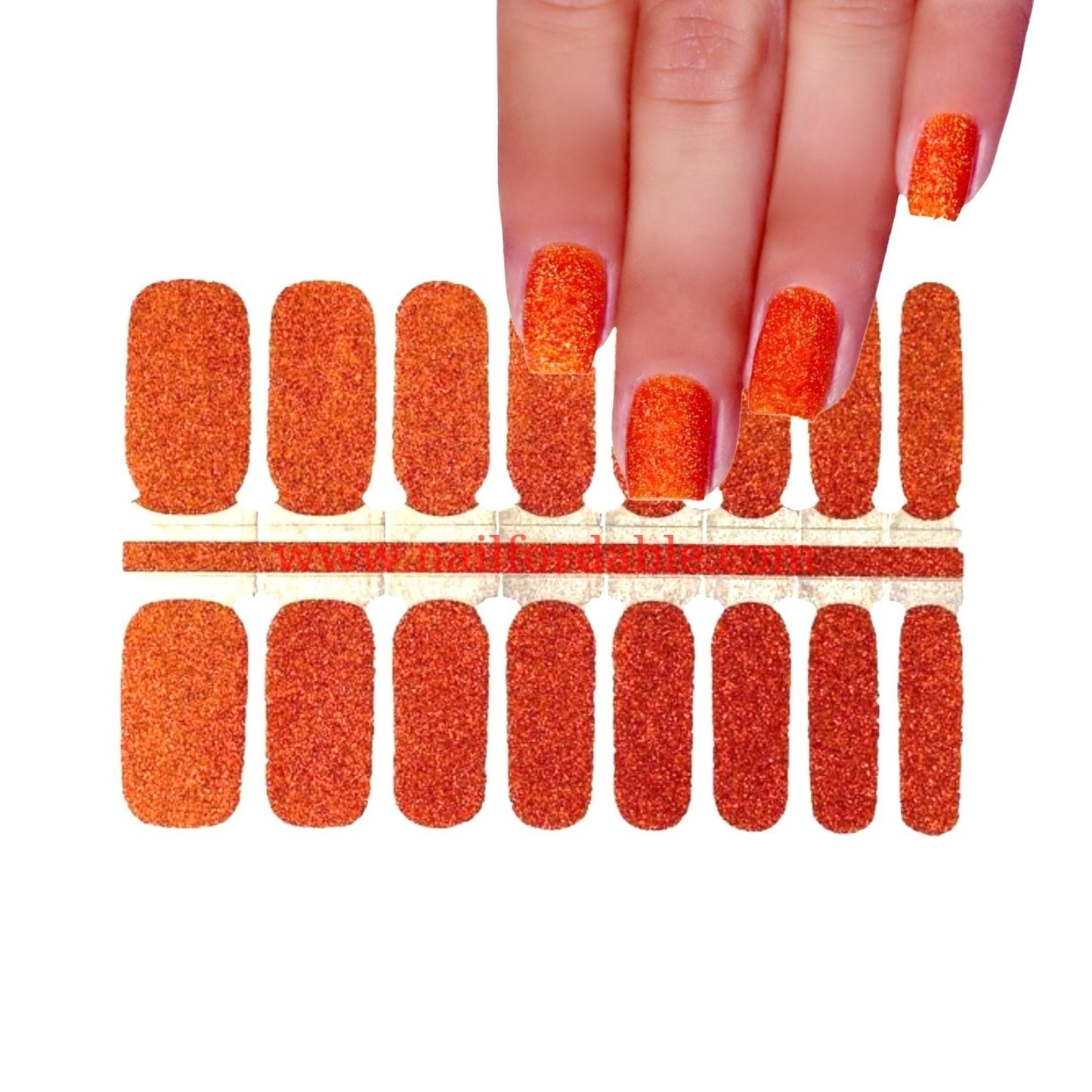 Orange glitter | Nail Wraps | Nail Stickers | Nail Strips | Gel Nails | Nail Polish Wraps - Nailfordable