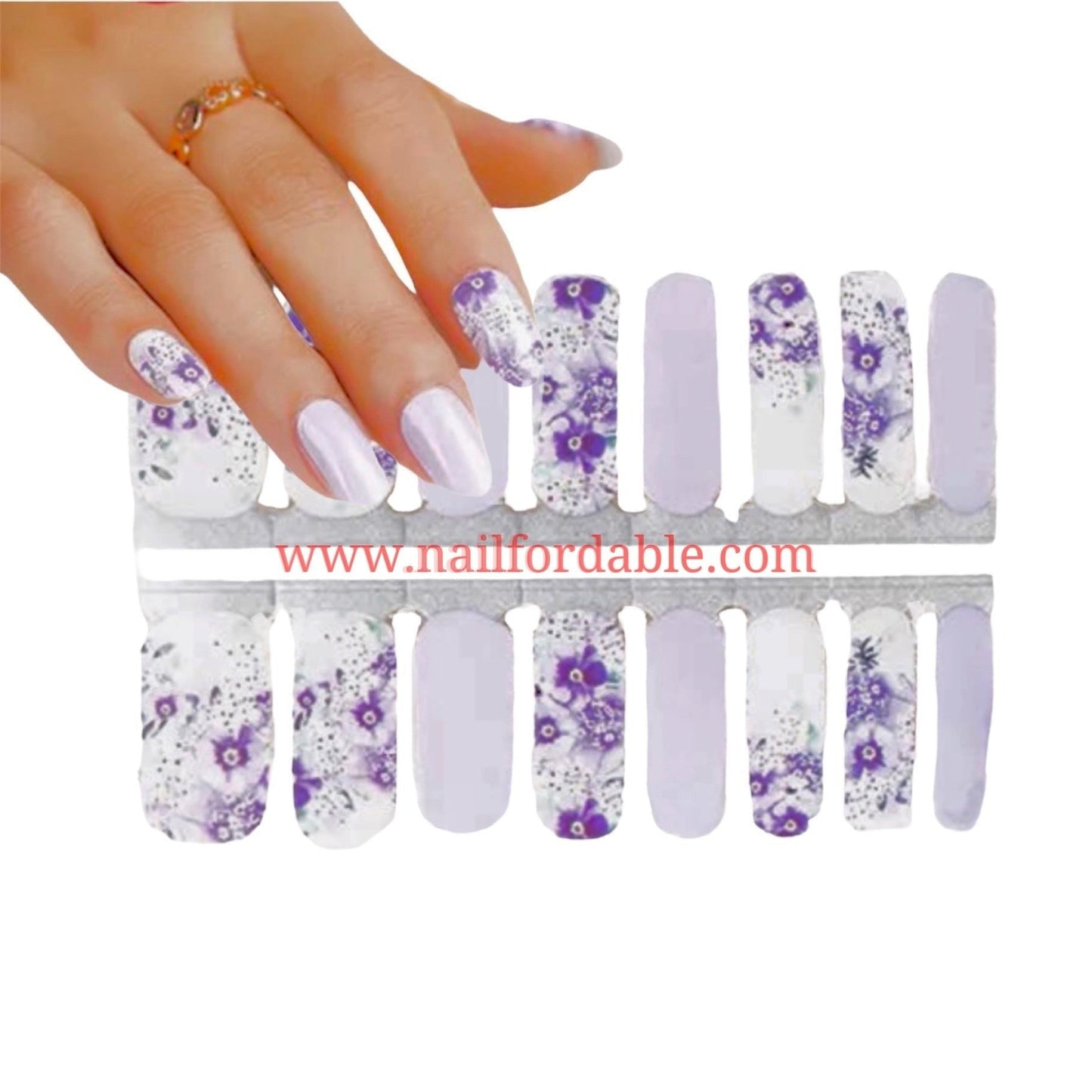 Lilac Flowers | Nail Wraps | Nail Stickers | Nail Strips | Gel Nails | Nail Polish Wraps - Nailfordable
