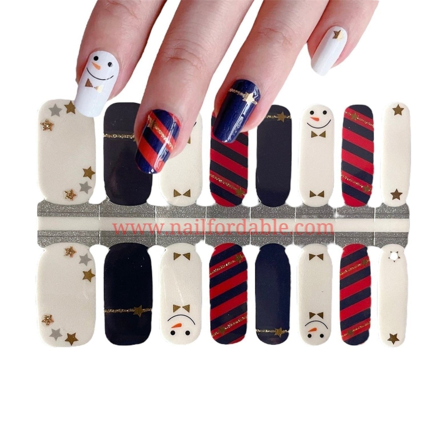 Snowman | Nail Wraps | Nail Stickers | Nail Strips | Gel Nails | Nail Polish Wraps - Nailfordable