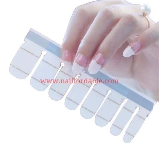 Gold stripe french tips Nail Wraps | Semi Cured Gel Wraps | Gel Nail Wraps |Nail Polish | Nail Stickers