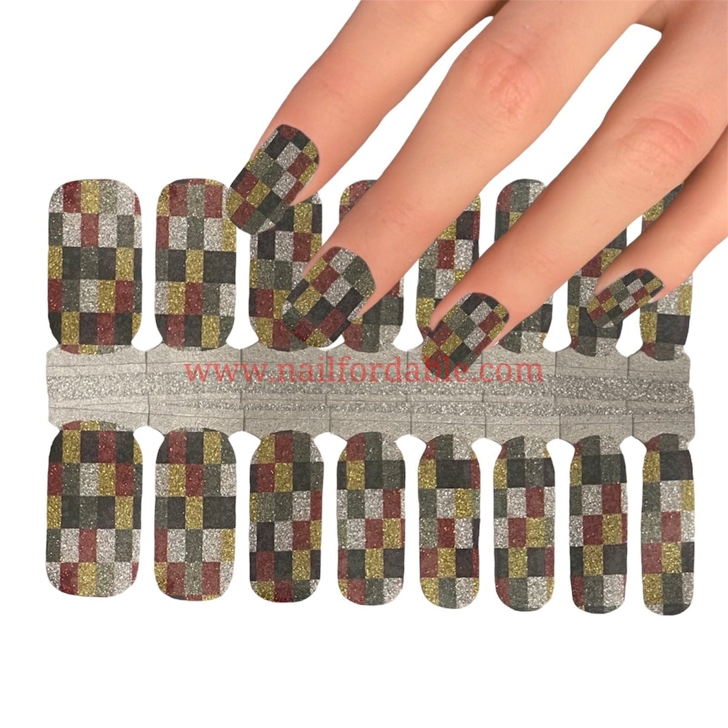 Squares glitter | Nail Wraps | Nail Stickers | Nail Strips | Gel Nails | Nail Polish Wraps - Nailfordable